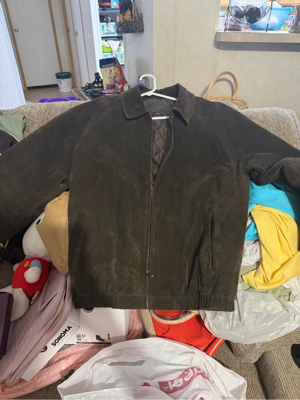 Kenneth Cole Men's Dark Brown Suede Bomber Jacket